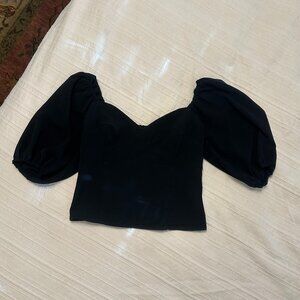 Abercrombie & Fitch Cropped Puff Sleeve Sweetheart Neck Blouse